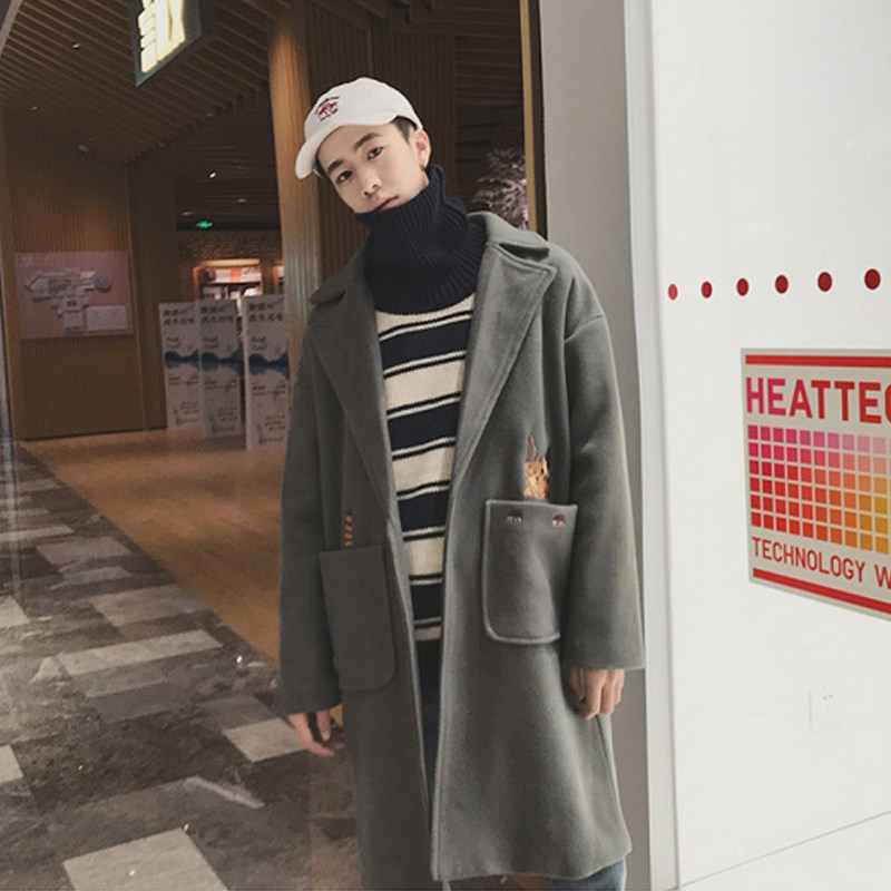 【满59包邮】2019春装新款青少年学生港风加厚中长款毛呢大衣外套在类目 男装, 毛呢大衣中 - 来自Buy2taobao.com提供专业的淘宝代购服务