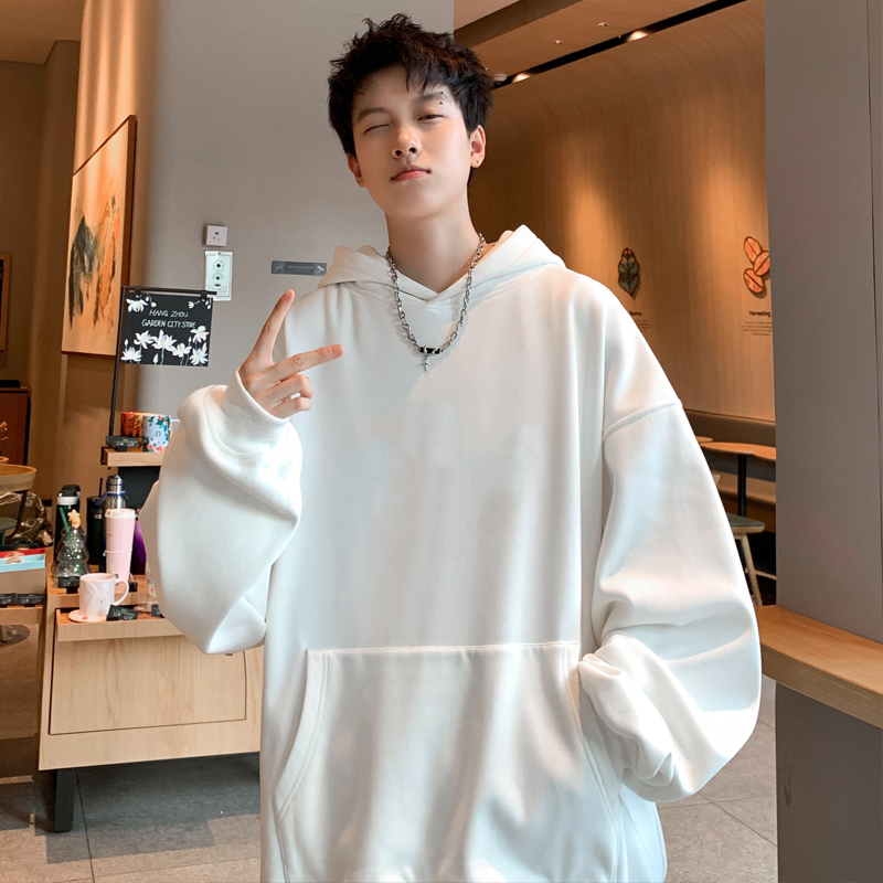 【满两件包邮】2025秋季新款青少年学生港风纯色连帽宽松男女卫衣