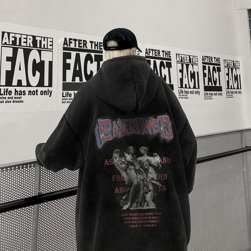 【满两件包邮】2025春秋新款青少年学生港风高街宽松男女卫衣外套