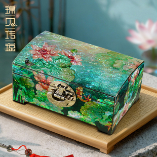 锦贝传说螺钿首饰盒中国风三金收纳盒商务礼品结婚纪念日生日礼物