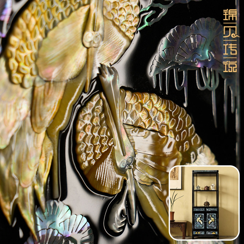 锦贝传说螺钿装饰柜书房置物架储物柜新中式实木收纳柜客厅展示柜,住宅家具,其它柜类,淘宝优惠券,粉丝福利购,淘宝优惠卷