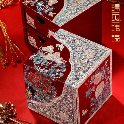 锦贝传说非遗螺钿漆器首饰盒高档珠宝收纳结婚礼物送新人新娘订婚