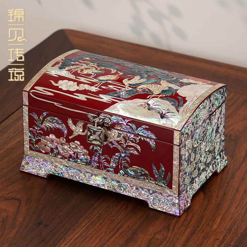 锦贝传说螺钿漆器首饰盒木质复古中国风珠宝收纳盒饰品盒生日礼物
