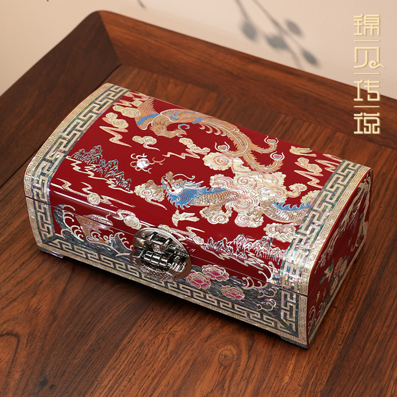 锦贝传说螺钿漆器首饰盒收纳戒指耳钉手镯项链三金纯手工结婚订婚