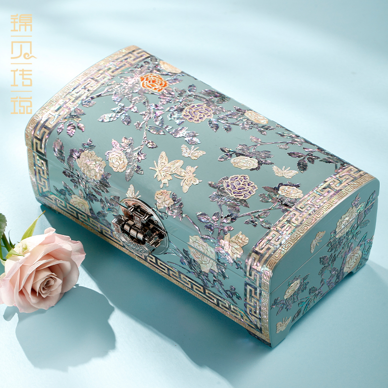 螺钿漆器首饰盒新款高档手工木质