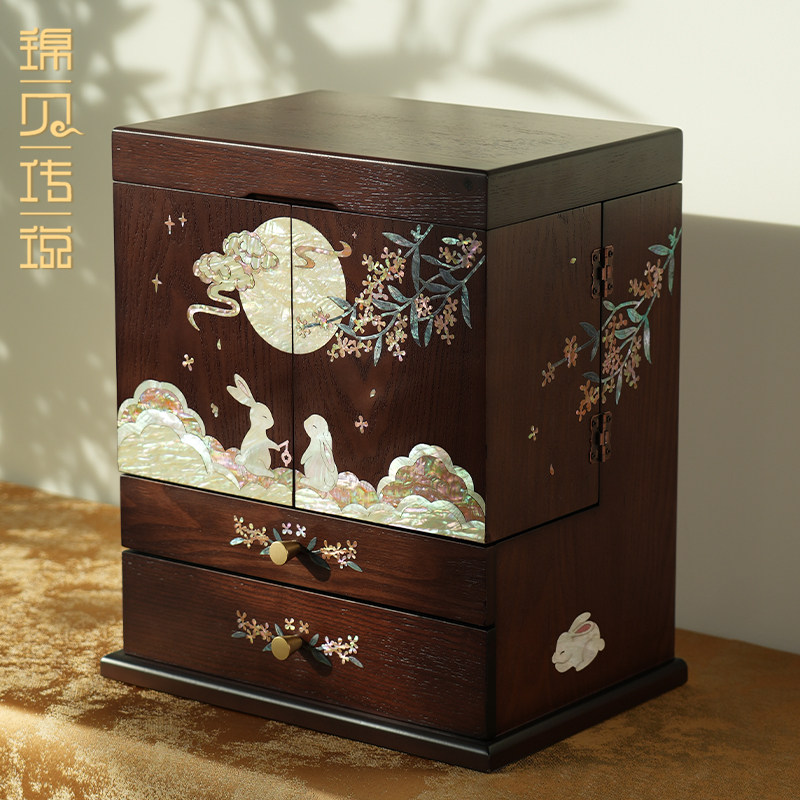 锦贝传说螺钿漆器首饰柜收纳化妆品三金饰品大容量木质实用送妈妈,饰品/流行首饰/时尚饰品新,首饰盒,淘宝优惠券,粉丝福利购,淘宝优惠卷