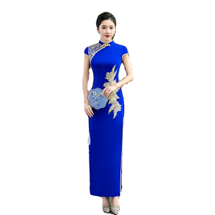 苏雅琪2026新款优雅气质复古走秀旗袍妈妈长款礼服舞台表演出服女