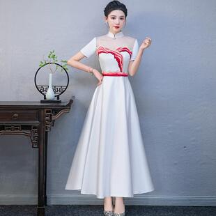 高中大学生大合唱演出服模特礼仪小姐颁奖礼服迎宾接待中式旗袍裙
