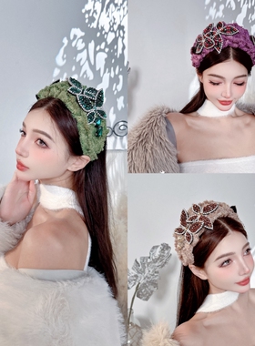 KUKKUU 原创满钻蝴蝶精灵混色亚麻九股编织饱满高颅顶发饰宽发箍