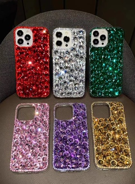 适用于苹果15promax手机壳11/12/13PRO奢华满钻iphone14plus全包软壳XR女款xs MAX防摔11PROMAX手机套6/7/8钻