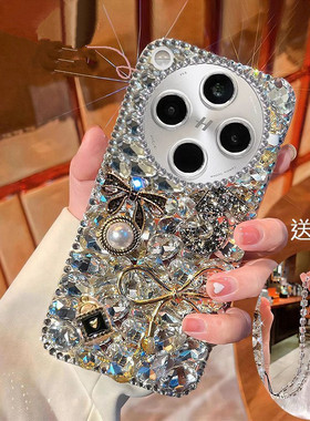 适用于OPPOFindx8手机壳8s+全包满钻findx7ultra奢华水钻findx6pro防摔高档Reno14软壳带手链reno13/12/11/10