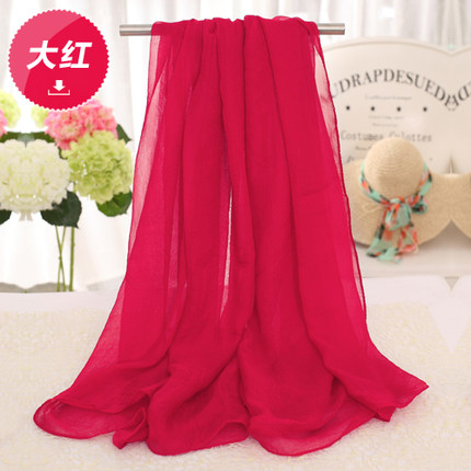 夏季纯色防晒丝巾海边沙滩巾长款春秋披肩女纱巾围巾秋冬季大雪纺