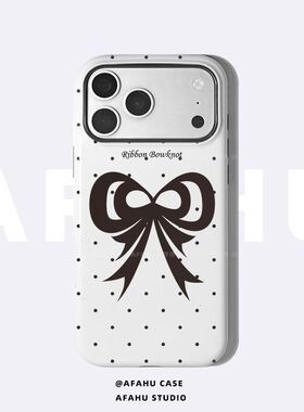 【壳呼呼原创】波点蝴蝶结适用iPhone17promax菲林二合一手机壳苹果16p高级15情侣14好看13韩系12小众新款11