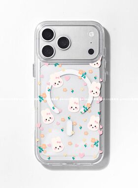【壳呼呼原创】可爱碎花米菲兔适用iPhone17promax苹果手机壳16p高级感15/14/13轻奢12透明11磁吸韩系ins小众
