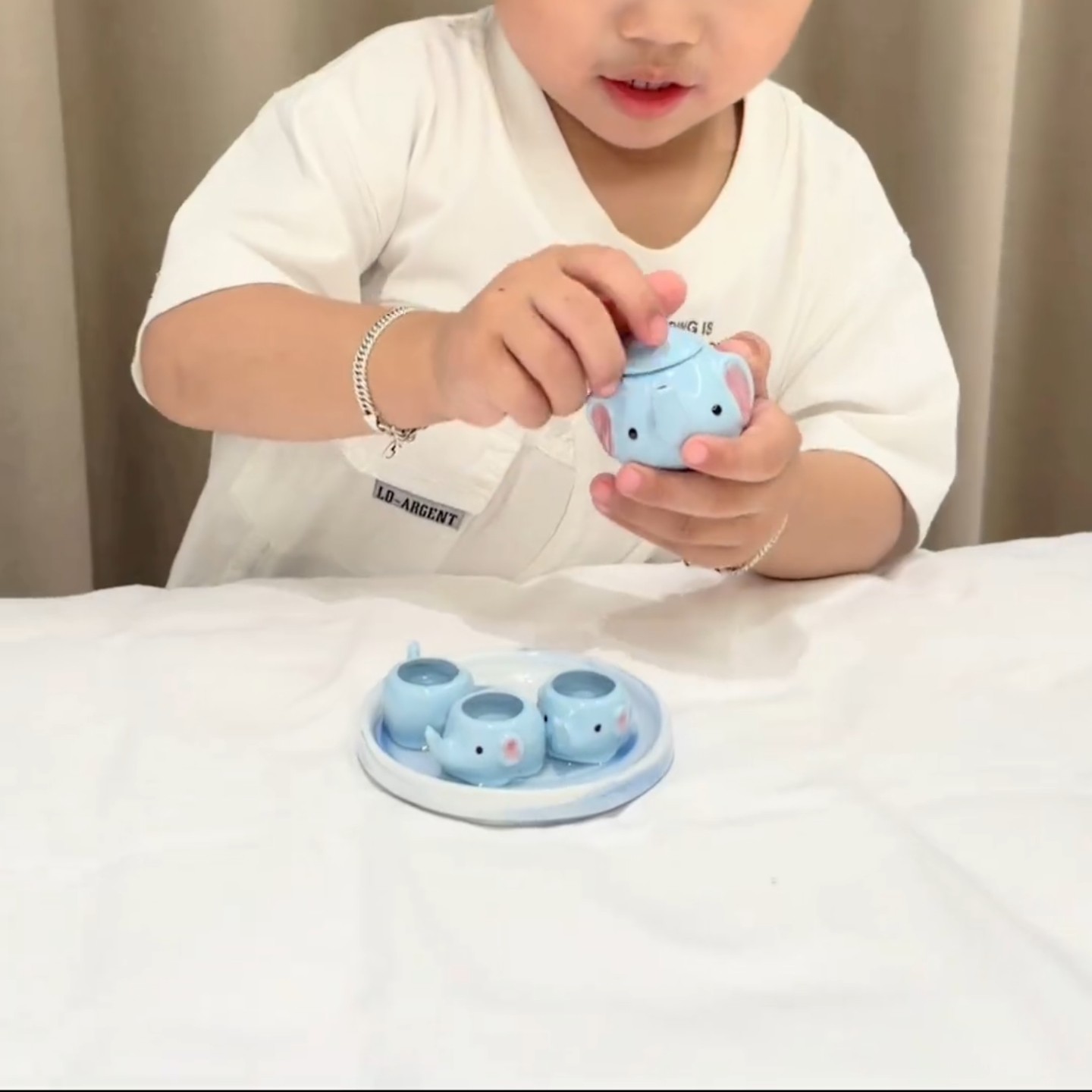 迷你小象陶瓷茶杯茶具儿童过家家茶壶玩具桌面精品摆件工艺文玩