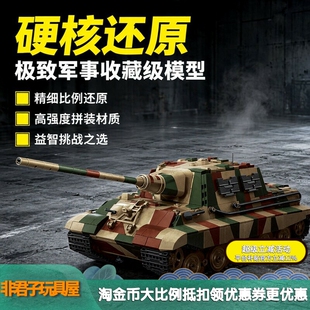 中国积木德国猎虎坦克歼击车摆件模型军事玩具益智拼装男孩礼物