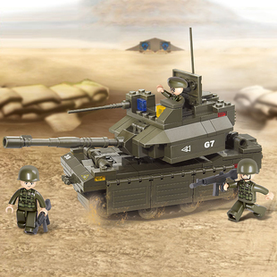 艾布拉姆斯坦克二战陆军模型拼装积木儿童玩具重型装甲车军事
