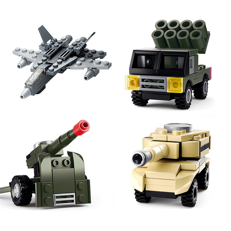 军事积木四件套坦克火箭飞机大炮