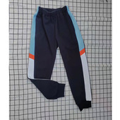 藏蓝宽浅天蓝橙色菱形宽白螺纹束脚中小学生直筒运动校服裤 子秋冬