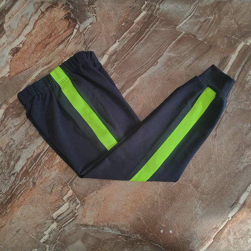藏蓝色宽荧光绿条螺纹束脚运动校服裤子中小学生秋冬加绒加厚定制