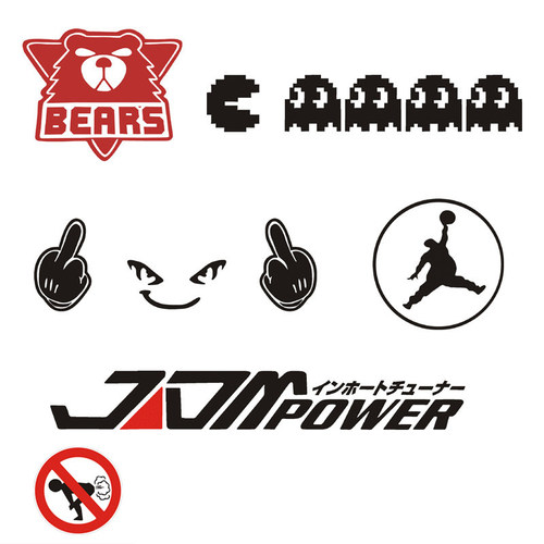 反光熊猫贪吃豆游戏超人嘻哈潮流车贴电动摩托车身文字创意贴纸