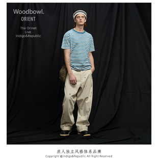 复古 shirt 海魂衫 圆领T恤 纯棉条纹宽松短袖 Woodbowl.2022ss