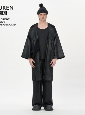 SR.2024ss Lamb wool Overcoat 皮毛一体羊羔毛黑色简约简约大衣