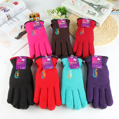 女士摇粒绒全指双层加厚保暖防滑