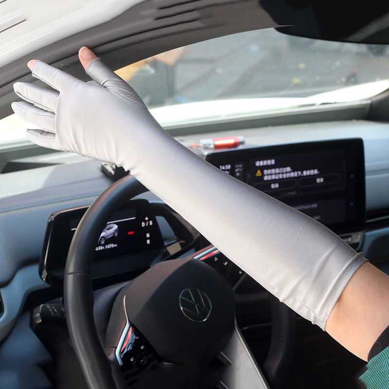 超轻防晒露两指手套女长款薄触摸屏户外运动跑步速干骑行开车防滑