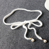 针织兔毛腰带女细装 饰连衣裙时尚 百搭皮草腰绳简约休闲毛衣腰链配