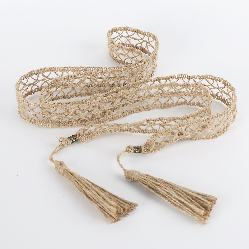 波西米亚镂空流苏腰带装饰连衣裙