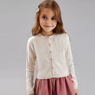 D1243 多色 全棉百搭女童纯棉针织衫薄款毛衣圆领长袖开衫中小童