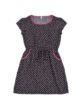 ZK10477 百搭时尚女童波点款背心连衣裙圆领短袖套头大童薄款透气