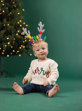 D1641 全棉字母款女童针织衫毛衣中小童百搭时尚圆领长袖套头舒适