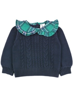 ZK11548 百搭女童针织衫毛衣舒适婴幼儿宝宝翻领长袖套头休闲保暖