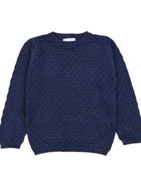 D1136 全棉百搭秋冬季女童保暖针织衫圆领长袖套头中大童舒适上衣