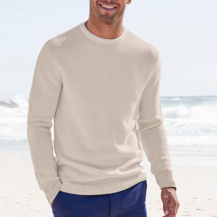 D729 多色男款纯棉百搭圆领长袖套头休闲秋冬季保暖毛衣针织打底