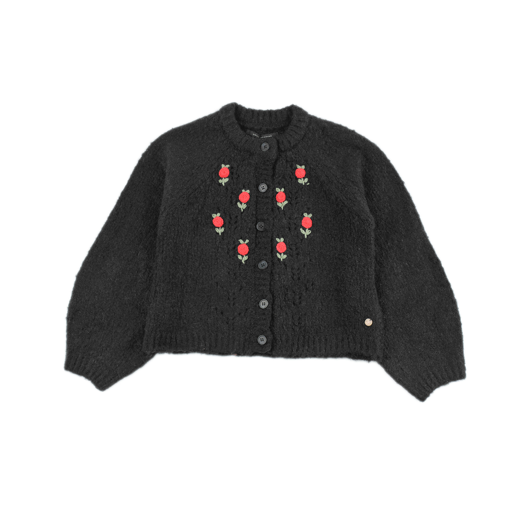 D1640 刺绣精美女童针织衫百搭舒适毛衣圆领长袖单排扣开衫毛线衣