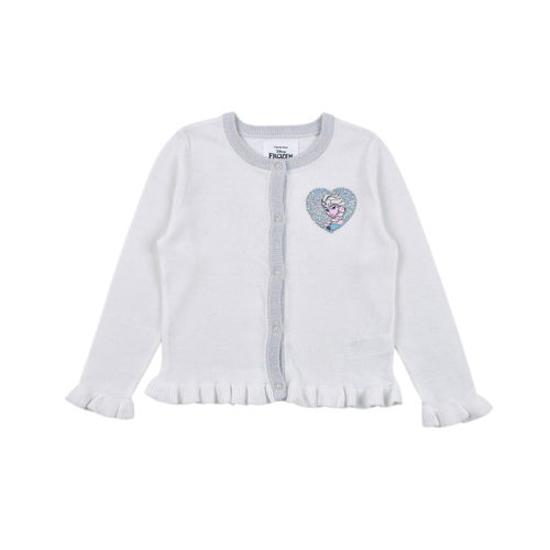 D930 纯棉公主花边女童春秋季针织舒适小中大童圆领长袖开衫毛衣