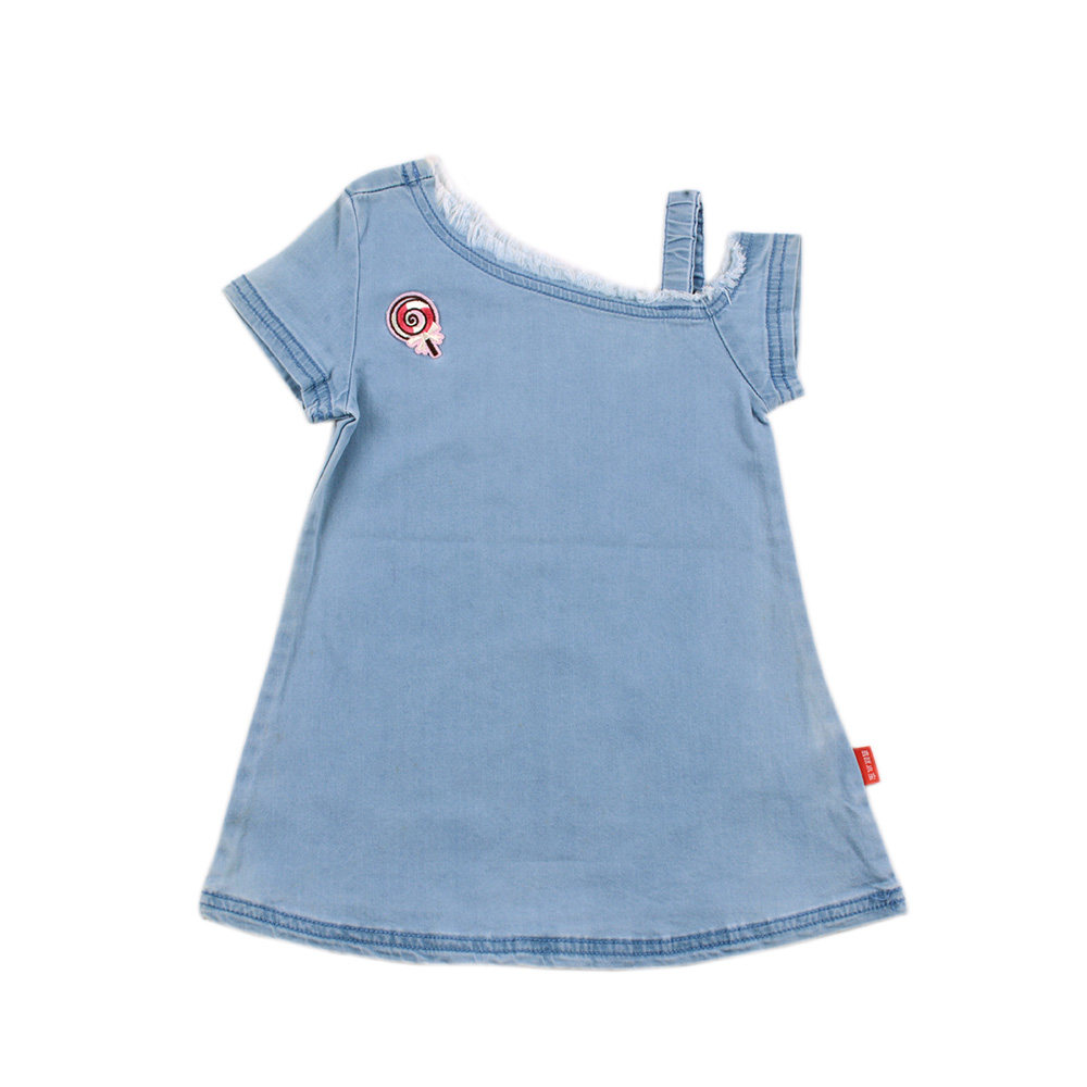 a1837 全棉 双色夏季薄款连衣裙舒适透气中小童肩带不对称裙子