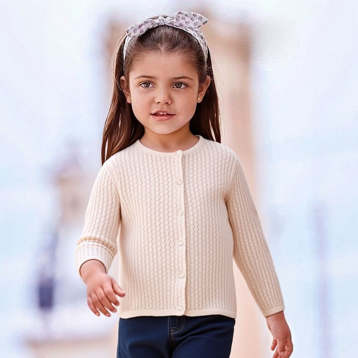 D1334 多色男女童婴幼儿休闲针织衫开衫圆领长袖舒适毛衣中小童