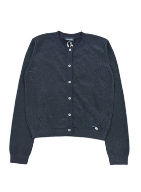 D1483 女童闪亮优雅气质百搭棉质针织衫圆领长袖开衫春秋季舒适