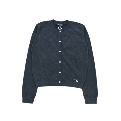 D1483 女童闪亮优雅气质百搭针织衫圆领长袖开衫春秋季舒适