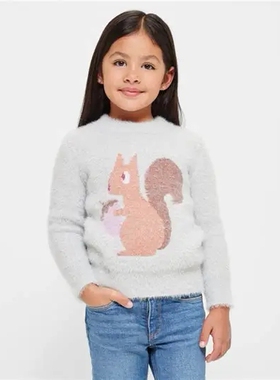 D1295 柔软舒适男女童中小童针织衫毛衣圆领长袖套头中小童上衣