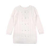 B1998 秋冬偏厚女童中长针织裙中大童保暖毛衣圆领长袖 套头连衣裙