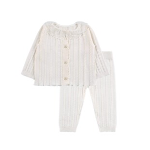 D1785 婴幼儿女童宝宝新生儿针织衣裤套装小童舒适毛衣开衫长裤