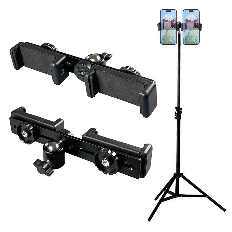 二机位双机位直播支架增机位手机底座多手机手机夹三脚架通用配件