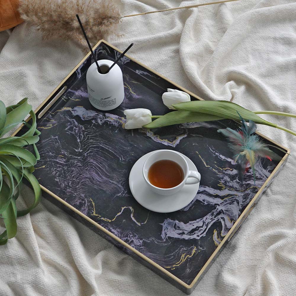 轻奢风大理石纹家居摆件圆形托盘