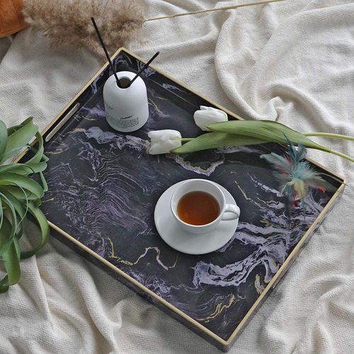 轻奢风大理石纹家居摆件圆形托盘