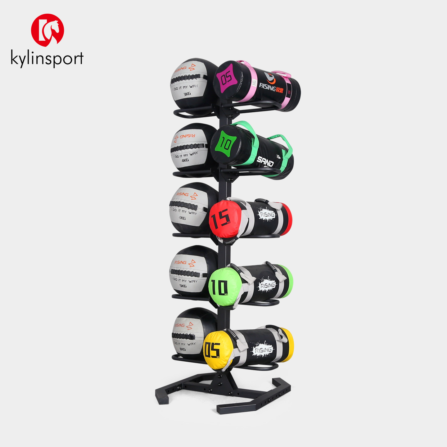 商用双侧十只装药球架多功能支架置物架牛角包收纳架私教健身器材